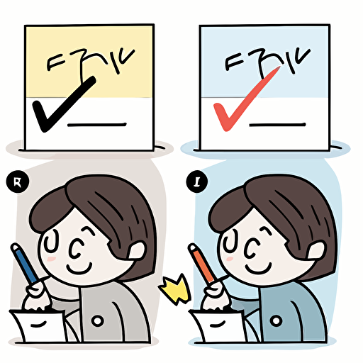 draw a 2D vector, cartoon, ballot, a simple drawing, in color but bordered with a black line, flat drawing and without details on a white background