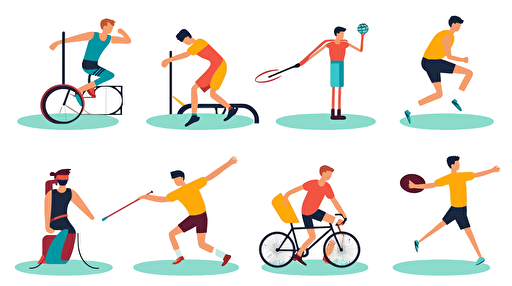 flat illustration, people sport, vector, set