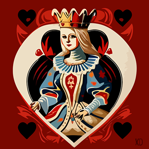 queen of hearts card, clipart, vector art