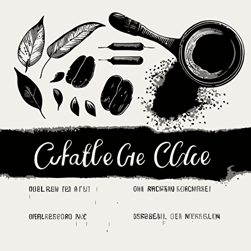 Illustrations vector brush coffee ingredients minimal black and white Brush clean background grain