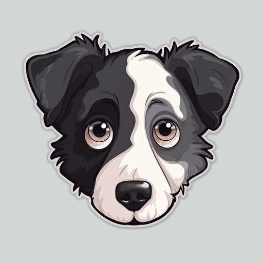 a cute border collie, sticker, vector, big eyes