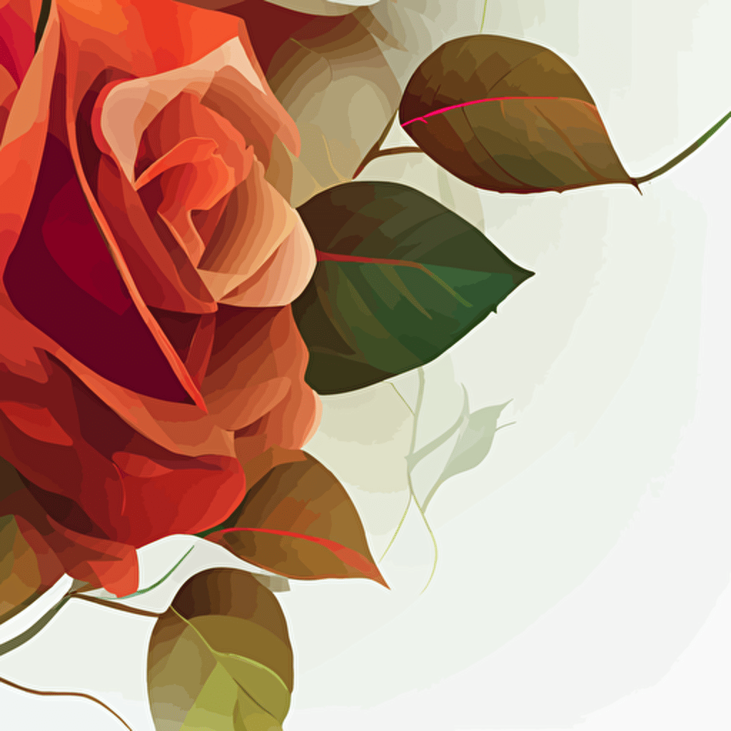 roses, vector, white background