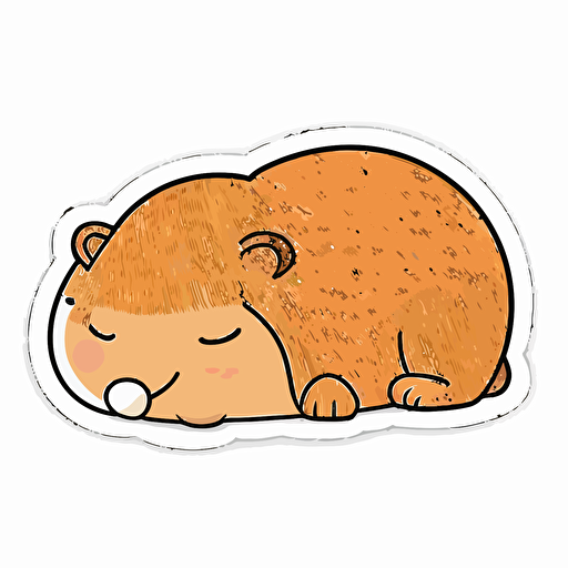 kawaii capibara, sleeping, sticker, vector, white background, contour, cartoon style
