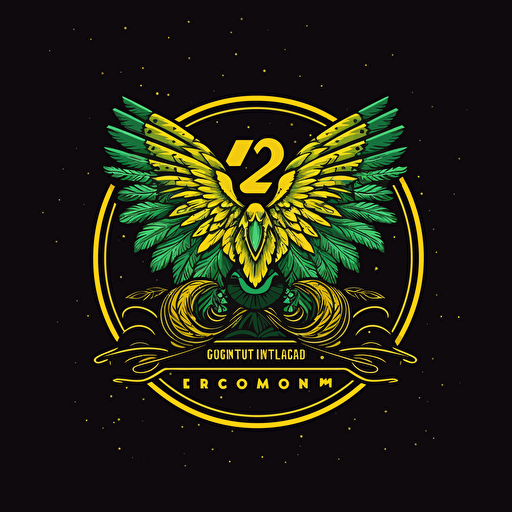 2d clothing logo in green and yellow vector on a black background with the name of the fashion consortium