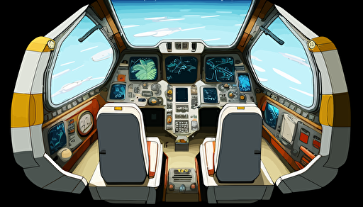 spaceship cockpit,4 seats,anime style,illustration,vector,