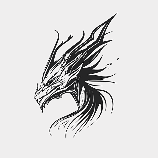 Abstract, minimalist, dragon side face in the style of a single line drawing, Vector, white background, masterpiece, trending on Artstation and Dribbble.