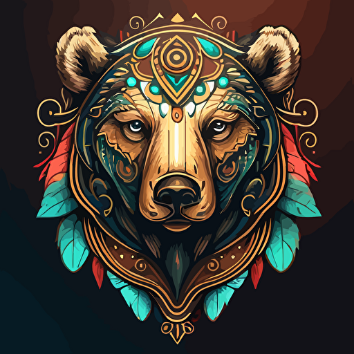 neo traditional bear head design vector