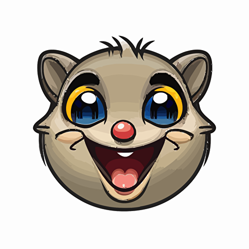 cartoon smiling happy opossum emoji style transparent backgroung vector