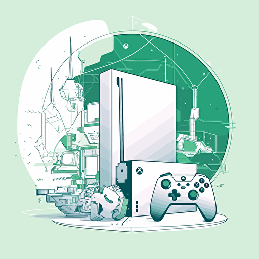 2D vector Gaming with Playstation and Xbox in minimalism cyberpunk style. Background white