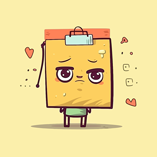 vector illustration sad and cute for no elements in list, empty list, cartoon style