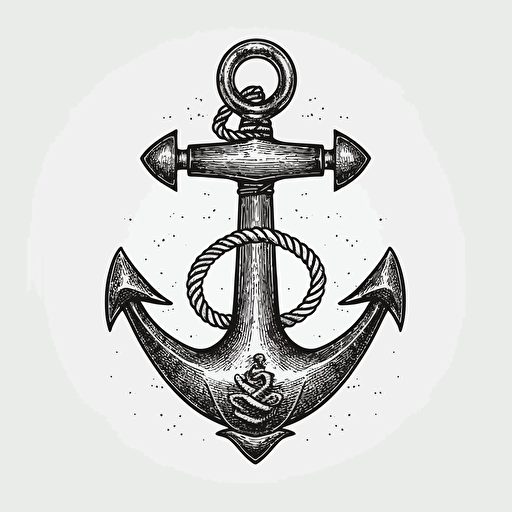 black minimalist anchor, vector, 2d, lineart, white background