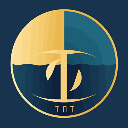 very simple basic no detail vector line drawing solid sleek and modern logo for TideLight using the initials "TL" combined creatively, representing both the ocean and LED technology, blue and golden yellow. keep it very simple