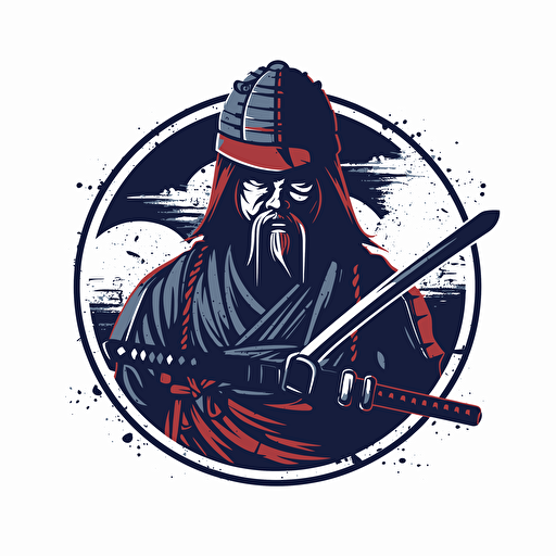 vector logo of a samurai, few pixels, small image, illustration