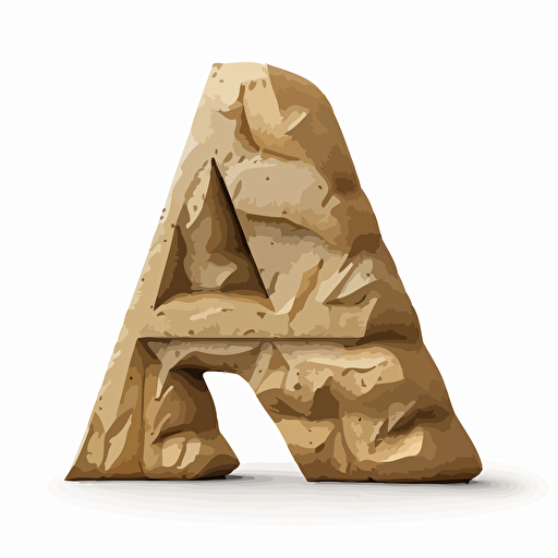 the letter A made from sandstone, vector, white background