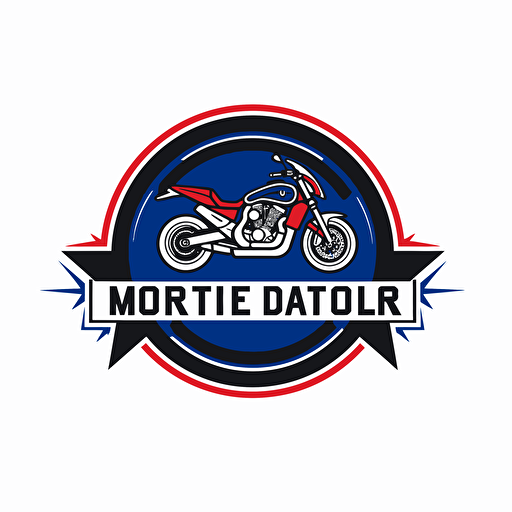 modern logo for Doctor motorcyle part store. Simple, black, red and blue, Vector, Flat, Icon, white background,