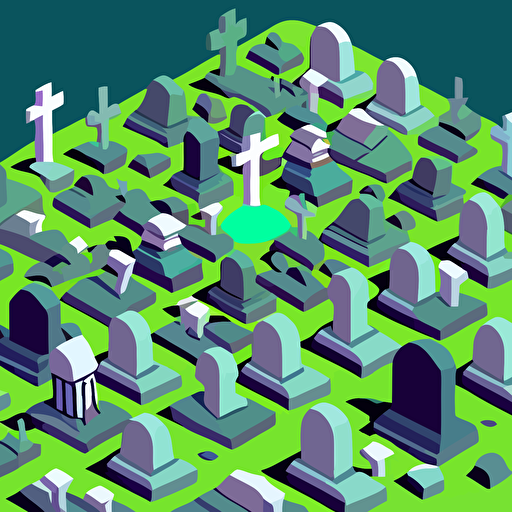 graveyard with thousands of tombstones in vector art cartoon style, flat color, no outline ar 16:9 v 5