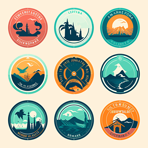 vectors for a travel agency that focus on active travels with the color of #EF8E68