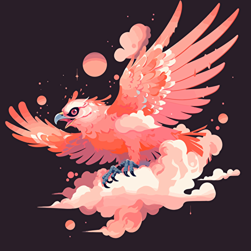 thunderbird emerging from a cloud vector art orange and pink