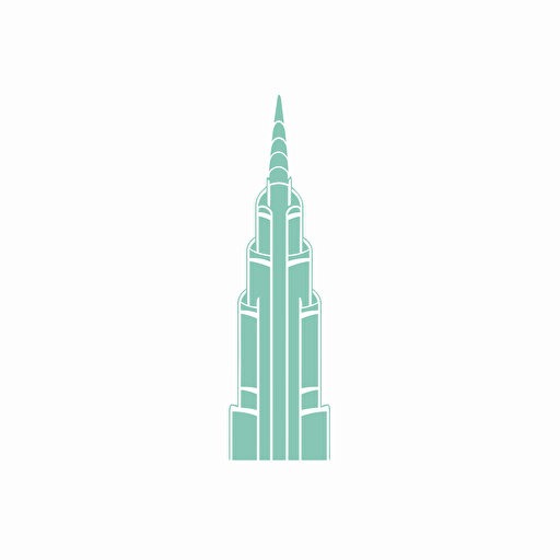 Dubai Burj khalifa logo style in vector art format. Pastel green hue.