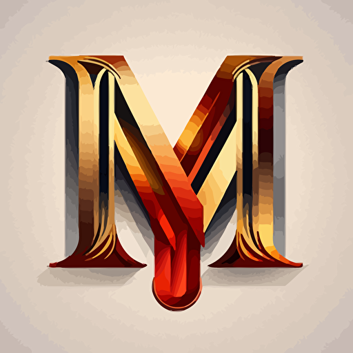 letter M logo, some unrefined elements, other elements highly refined, flat, vector