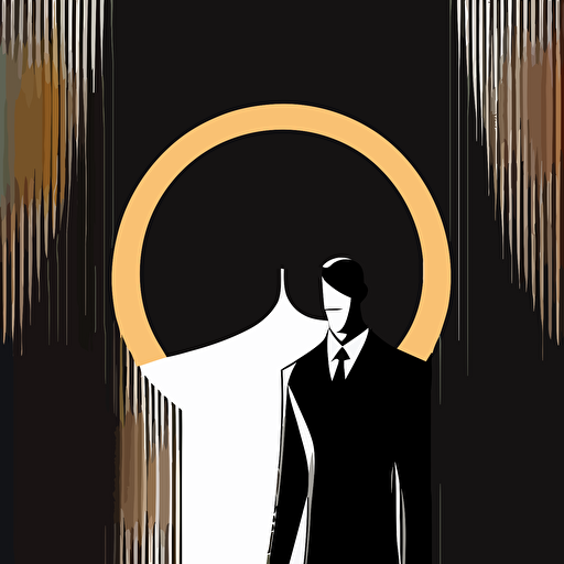 a minimalist poster of an unidentifiable man who is a cryptocureency broker in the style of futuristic, art deco, cryptocurrency, vector, minimalist
