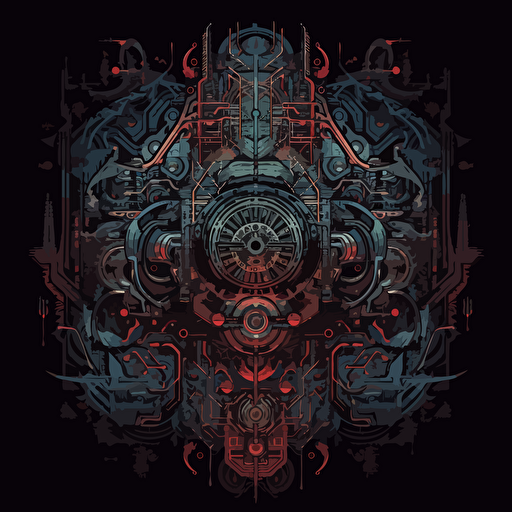 Tech horror fractal, vector image, in the style of Dan Mumford