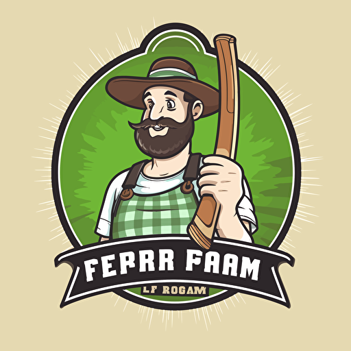 vector logo two colors for a slo-pitch team called farm team that plays in a beer league