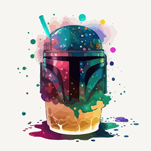 colorful vector art, galaxy inside boba drink