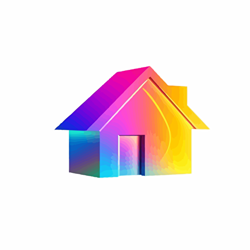 logo, house in changing light spectrum, minimalistic, vector. On white background