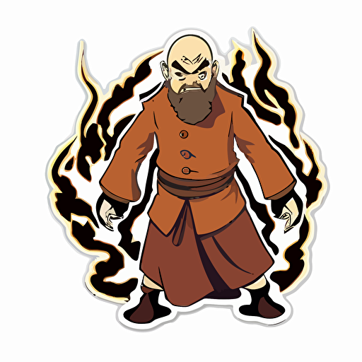 vatar the last air bender, Uncle Iroh sticker vector. Vibrant, vivid colors on a white background. High definition v