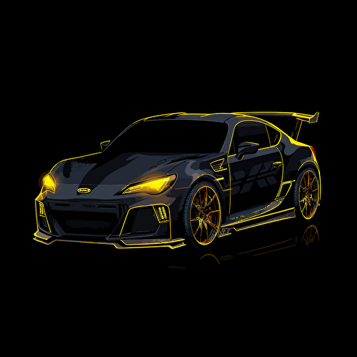 raphic design, jdm, 2023 subaru brz, new brz, limited colors, vector style, high quality, black background