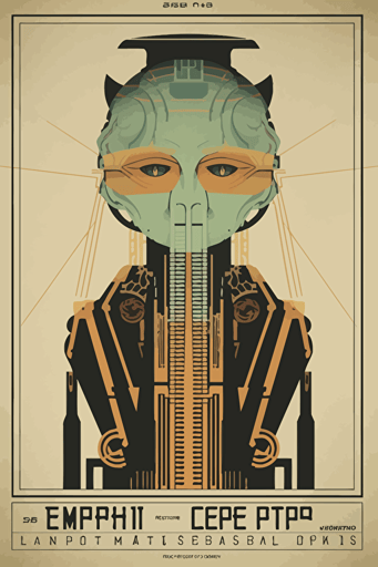 fritz lang metropolis movie female robot but as a cute cat, symmetrical, vector, simplified stream lined decopunk art deco design, 1920s retro scifi poster