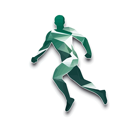 simple vector art logo, stylized design, a body that is working out, green and white colors, with shadows, pure white background, modern