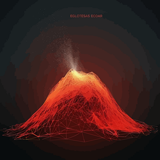 abstract wireframe vector mesh volcano erupting
