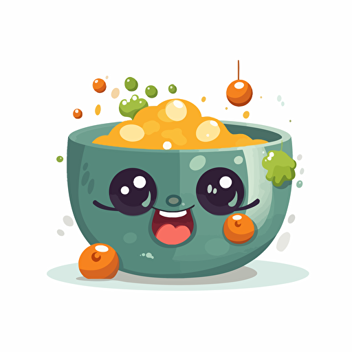 vector art illustration of a stone soup for a kids book, happy mood, cute style, white background,