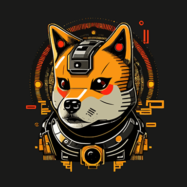ai cyborg shiba inu face logo, vector, simple, cartoon, minimal