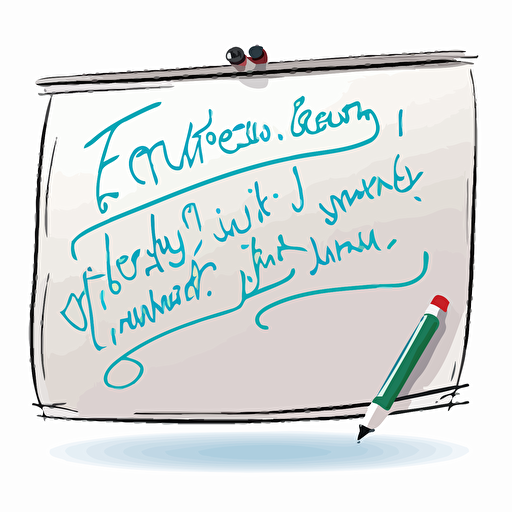 A whiteboard marker writing English cursive on a whiteboard, vector image, transparent background