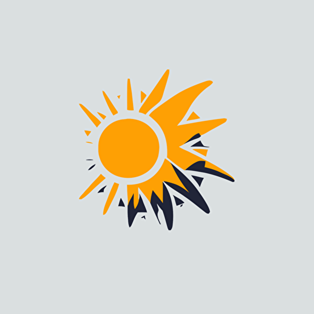 logo about sun mixed with technology, simple vector white background logo shape.
