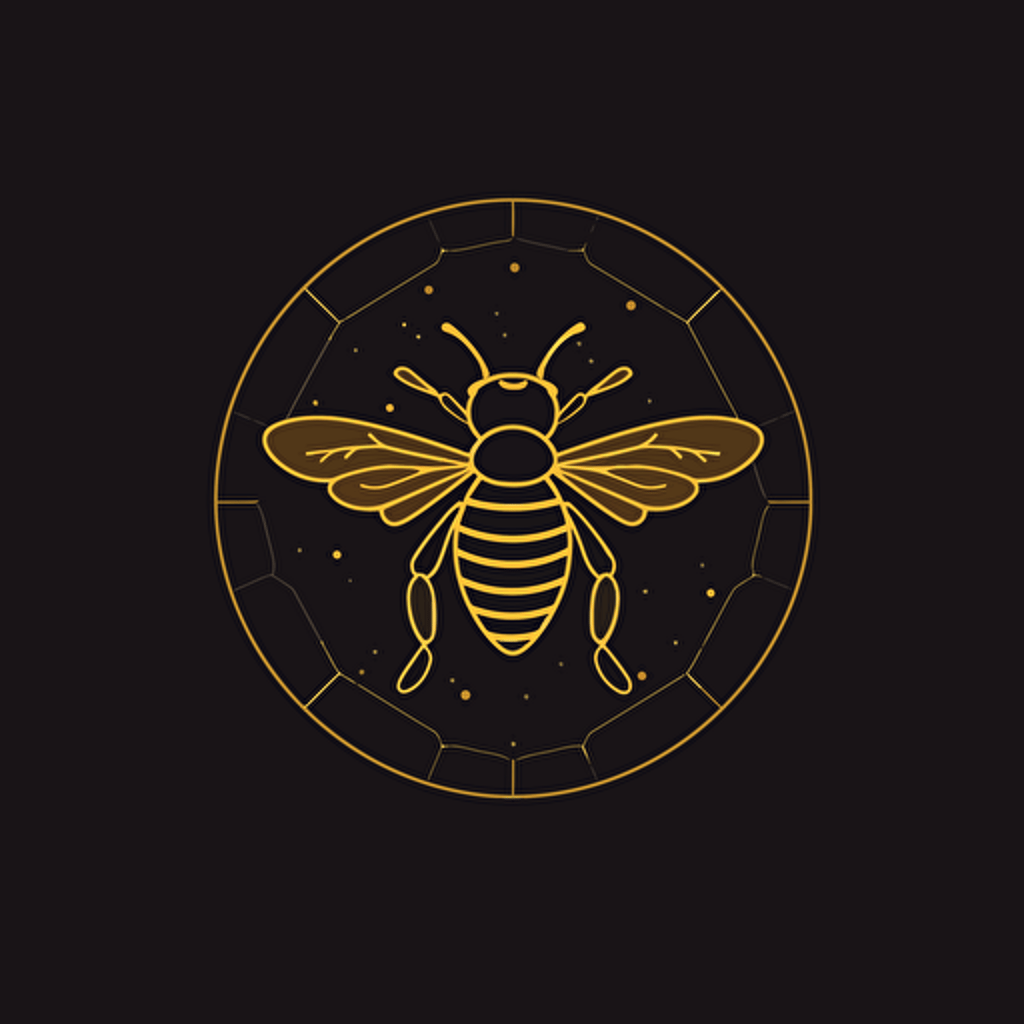 flat logo design, vector, modern, minimalistic bee symbol,