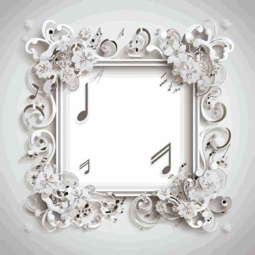 white thick vector frame with music symbols
