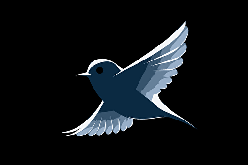 a swift bird flying fast past the front of a DSLR camera, vector logo, minimalist, simple, two color, blue, white, black