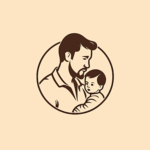 illustration vector logo of a father and baby together, make this design very wholesome and loving