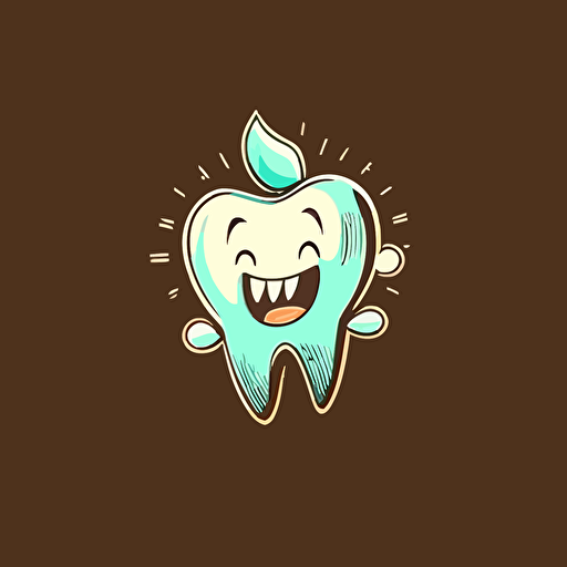 a tooth vector logo, dentistry. muted color, cartoon drawed style