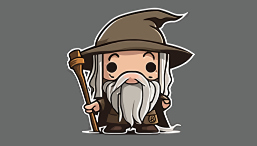 Gandalf cute cartoon style vector on white
