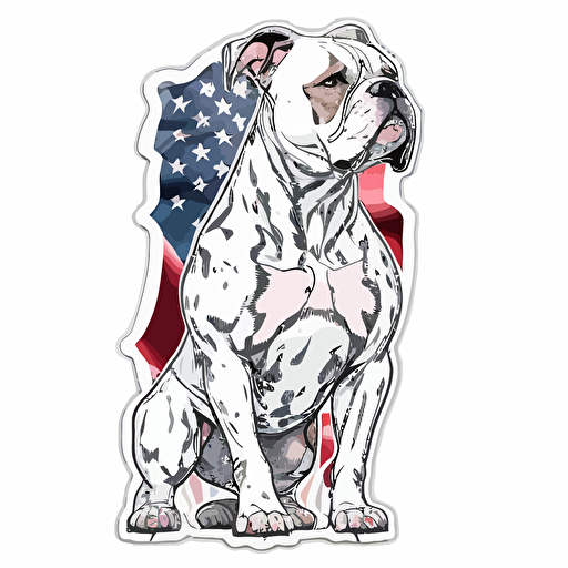 A American Bulldog sticker, triumphant, neon, anime, contour, vector, white background, detailed 16:9