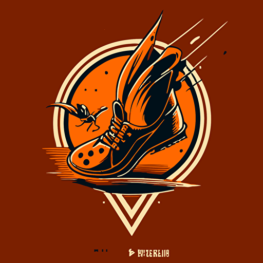 vector logo of a heel squashing a bug, minimal, retro style