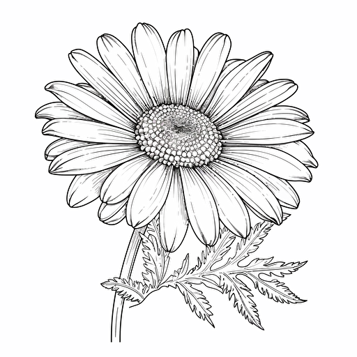 Daisy ignorant style No Shadow. Coloring page. Vector. Simple.