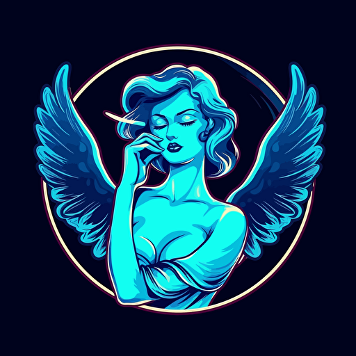 Logo female angel holding index finger in the lips Night Club vector logo, vector logo, vector art