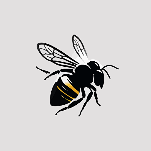 simple, minimal iconic logo of a bee, black vector, on white background