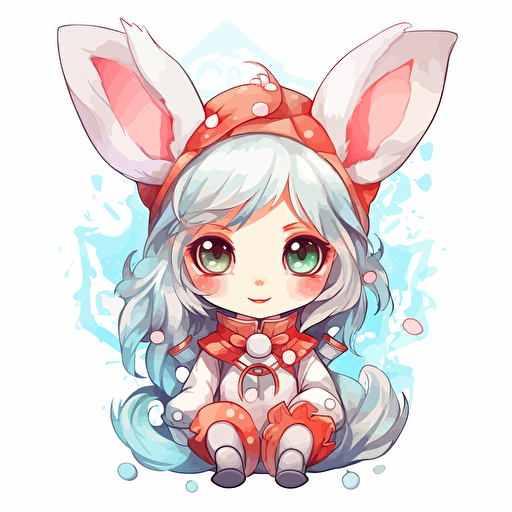 bunny, vector art, white backround, anime bunny
